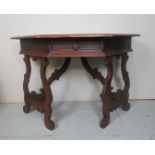 A 19th Century Dutch hall table with a single frieze drawer over shaped supports est: £200-£300