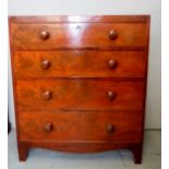 A 19th Century mahogany chest of four long drawers with bun handles est: £100-£200