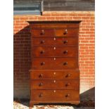 A fine 19th Century oak chest on chest with two short and three long drawers to top over a further