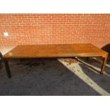 A fantastic quality Burr oak extending dining table with wood specimen top,