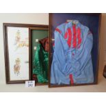 Two framed set of jockey's silks, and a