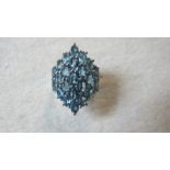 Large Swiss blue topaz cluster ring, 28