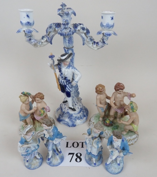 A continental porcelain figurative cande