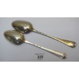 Two early Georgian silver table spoons,