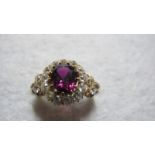 A natural ruby and diamond cluster ring, ruby 2.