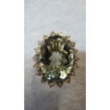 Green amethyst cocktail ring, large 22 x