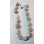 Aquamarine gemstone necklace, 19.5", lar