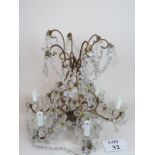 Cut glass chandelier with floral glass d