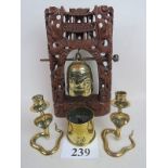 A 20th century Chinese brass table bell