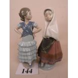 Two Lladro figures depicting a girl flam