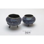 A pair of blue enamelled salts est: £40-