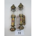 Pair of Great Western Railway brass candle scones, with glass shades,