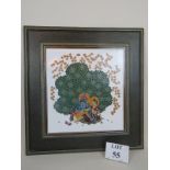 Indian School (contemporary), a signed enamel plaque within lacquered wood frame, labels verso,