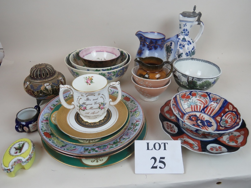 A quantity of decorative and ornamental ceramics, to include Japanese Imari, continental Delft,