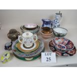 A quantity of decorative and ornamental ceramics, to include Japanese Imari, continental Delft,