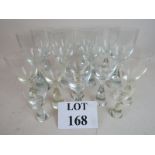 A cool mid-century design suite of 16 drinking glasses with 'teardrop' stems est: £30-£50