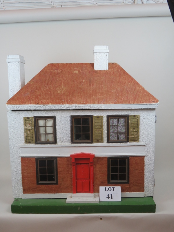 Large wooden dolls house from the 1930's with fitted interior,