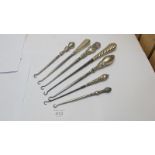 A private collection of button hooks - 8 silver handled button hooks,