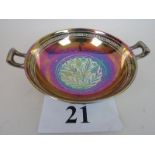 A late 19th/early 20th century Art pottery bowl with lustre decoration and twin-handles,