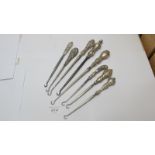 A private collection of button hooks - 8 silver button hooks,