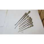 Private collection of button hooks - 8 silver button hooks,