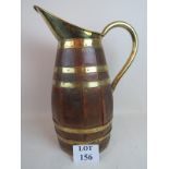 A charming 19th century large copper bound oak rustic jug,