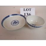 An 18th century Worcester blue and white fluted tea bowl and saucer est: £30-£50