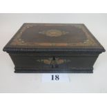A fine quality coromandel jewellery box, decorated with burr yew-wood, brass,