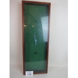 A glazed wooden display cabinet with key, either wall mounted or table top,