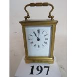 An early 20th century brass cased carriage clock,