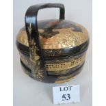 A Chinese gilt decorated black lacquered food container,