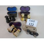 Four sets of various opera glasses, mother of pearl,