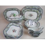 A Copeland Spode foliate decorated 12 piece part dinner service, including platters, tureen,