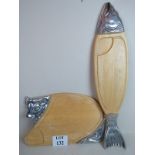 Two modern large serving dishes in the form of a fish, (90 cm long), and a bull, (54 cm long),