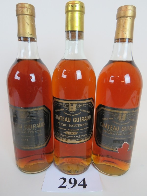 3 bottles dessert wine being Château Gui