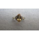 Imperial topaz and diamond 9ct gold ring