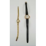 A 9CT GOLD LADY'S EVENING WATCH mounted on a 9ct gold chain link bracelet strap, total weight 11g,