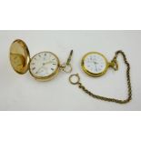 JOHN FORREST OF LONDON A 9CT GOLD CASED HUNTER POCKET WATCH, having white enamel dial with Roman