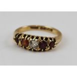 A STONE SET LADY'S DRESS RING, having brilliant cut central diamond, 18ct gold band, size O tight