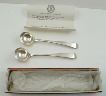 JAMES BARBER A PAIR OF VICTORIAN SILVER CREAM LADLES, York 1849, combined weight 52g (together