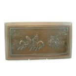 AN EDWARDIAN RECTANGULAR COPPER RELIEF PLAQUE "Chariot Race", inscribed "P.King Fecit 1905 (from