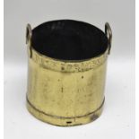A CIRCA 1900 "DAW'S CREAMERIES, SALTASH LTD.", BRASS CYLINDER VESSEL, fitted two carrying handles,