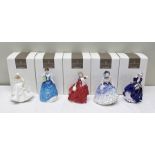 A COLLECTION OF FIVE ROYAL DOULTON FIGURINES Ladies in costume dress including; HN3601 "Helen",