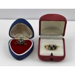 TWO LADY'S DIAMOND AND SAPPHIRE SET DRESS RINGS in 9ct gold