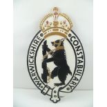 "WARWICKSHIRE CONSTABULARY" A CAST ALUMINIUM SIGN featuring The Bear and Ragged Staff beneath a