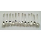 A COLLECTION OF TWELVE VARIOUS SILVER TEA SPOONS, various makers, assay offices and years,