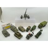 A COLLECTION OF DINKY SUPERTOYS AND DINKY TOYS DIE-CAST MILITARY VEHICLES, including recovery