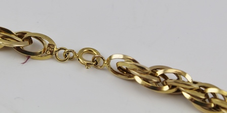 A 9CT GOLD GATE LINK BRACELET with padlock clasp, 11g., and a 14k fancy link NECKLACE, 9g. (2) - Image 3 of 3