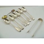 WILLIAM EATON A SET OF SIX WILLIAM IV "FIDDLE" PATTERN SILVER TEASPOONS, monogrammed, London 1835,