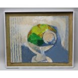 DOROTHY MORTON "Fruit with coconut", a modernist Oil on board impasto still life study, signed, 61cm